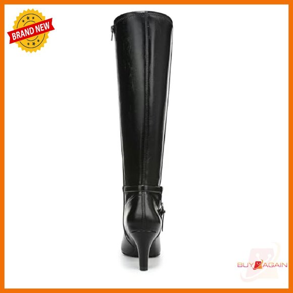 Knee-High Dress Boots with Stiletto Heel, Side Zip, Faux Leather - Picture 4 of 8